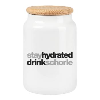 stay hydrated - drink schorle - Keksdose mit Holzdeckel - Weiß - Vorne