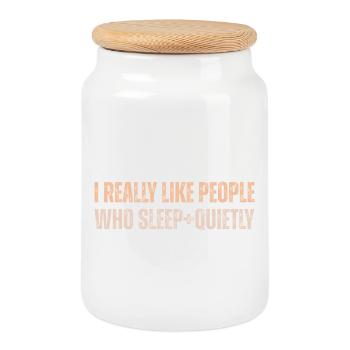 J’aime vraiment les gens qui dorment tranquillement - Boîte à biscuits avec couvercle en bois - blanc - Devant