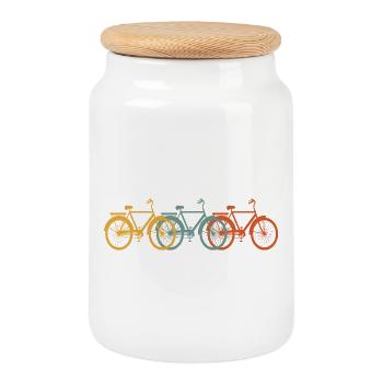 Fahrrad Rad - Keksdose mit Holzdeckel - Weiß - Vorne