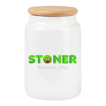 Stoner firstclass_vibes - Cookie Jar with Wooden Lid - white - Front