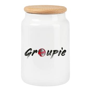 Cycling ball, cycling players, indoor cycling - Cookie Jar with Wooden Lid - white - Front