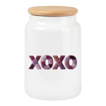 XOXO Love Tissu Design Tendance Première Tendance - Boîte à biscuits avec couvercle en bois - blanc - Devant