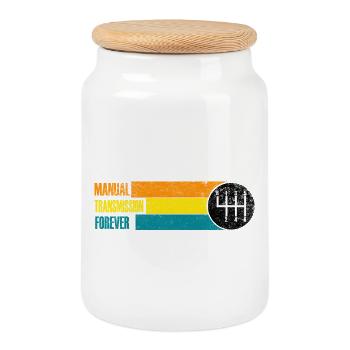 Manual Transmission Forever - Cookie Jar with Wooden Lid - white - Front
