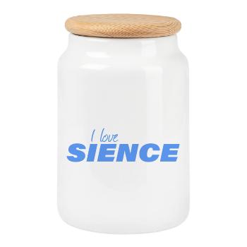 I LOVE SCIENCE - Cookie Jar with Wooden Lid - white - Front