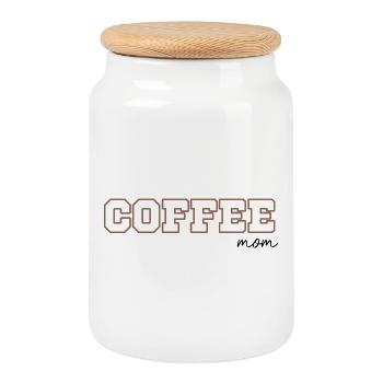 Coffee Mom - Cookie Jar with Wooden Lid - white - Front