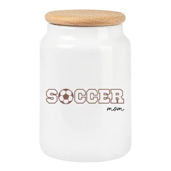 Maman Soccer - Boîte à biscuits avec couvercle en bois - blanc - Devant