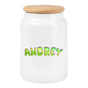 Andrey as a profession - Cookie Jar with Wooden Lid - white - Front