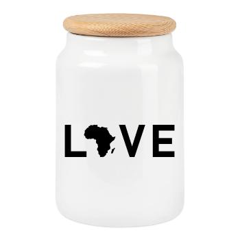 Love Africa - Boîte à biscuits avec couvercle en bois - blanc - Devant