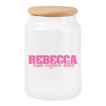 Spruch Rebecca - Keksdose mit Holzdeckel - Weiß - Vorne
