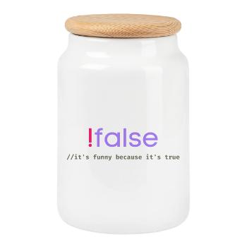 Ifalse Funny Coder Programming Pun - Cookie Jar with Wooden Lid - white - Front