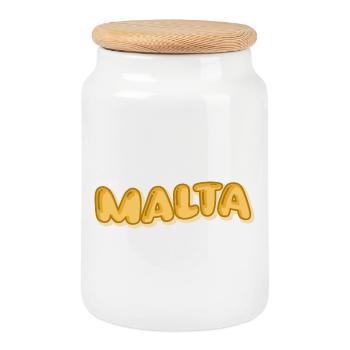 Comic Malta - Keksdose mit Holzdeckel - Weiß - Vorne