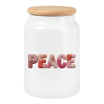 Peace Patchwork Design Shirt for Hippies - Cookie Jar with Wooden Lid - white - Front