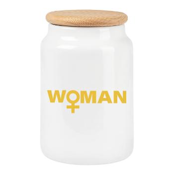 WOMAN - Keksdose mit Holzdeckel - Weiß - Vorne