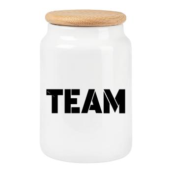 Team - Cookie Jar with Wooden Lid - white - Front