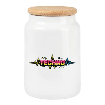 Techno Neon Pulse - Cookie Jar with Wooden Lid - white - Front