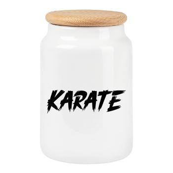 karate - Cookie Jar with Wooden Lid - white - Front