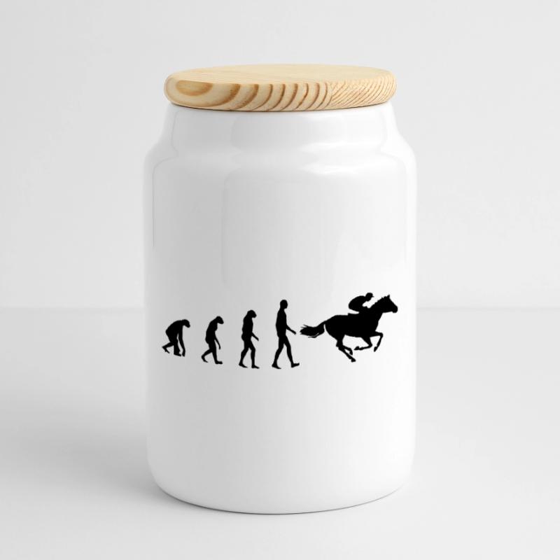 Évolution de l'homme vers le cavalier pro Boîte à biscuits avec couvercle en bois