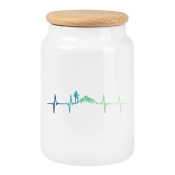 Mountain Heartbeat Wandern - Keksdose mit Holzdeckel - Weiß - Vorne