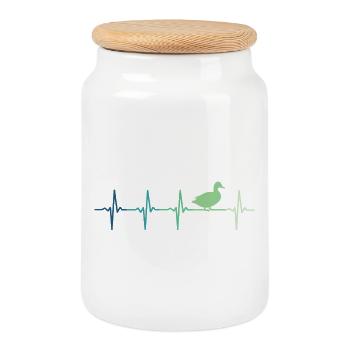 canard battement de canards - Boîte à biscuits avec couvercle en bois - blanc - Devant