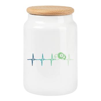 Billiards billiard ball - Cookie Jar with Wooden Lid - white - Front