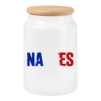 Nantes, France - Cookie Jar with Wooden Lid - white - Front