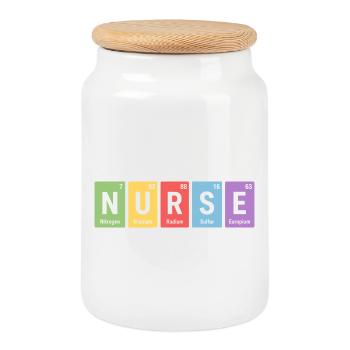Nurse Blockdesign Elementfarben - Keksdose mit Holzdeckel - Weiß - Vorne