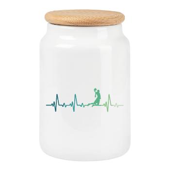 Basketball Heartbeat Basketball Player - Cookie Jar with Wooden Lid - white - Front