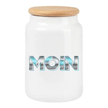 Hello - Cookie Jar with Wooden Lid - white - Front