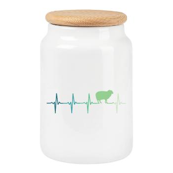Sheep heartbeat Sheep Sheep - Cookie Jar with Wooden Lid - white - Front