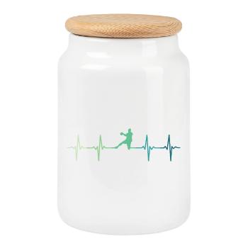 Handball heartbeat handball - Cookie Jar with Wooden Lid - white - Front