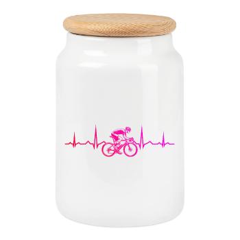 Idée cadeau pour un vélo de route avec vélo de route - Boîte à biscuits avec couvercle en bois - blanc - Devant
