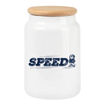 Speed Faultier Shirt, Retro, vintage Style - Keksdose mit Holzdeckel - Weiß - Vorne