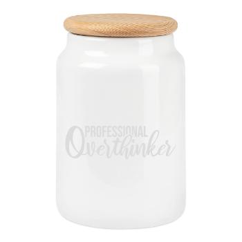 Logo drôle d’anxiété drôle et sombre de la réflexion professionnelle - Boîte à biscuits avec couvercle en bois - blanc - Devant