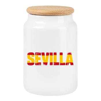 Seville Flag Spain - Cookie Jar with Wooden Lid - white - Front