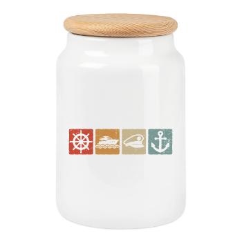 Boater Captain Sailor Boat Anchor Sailor - Cookie Jar with Wooden Lid - white - Front