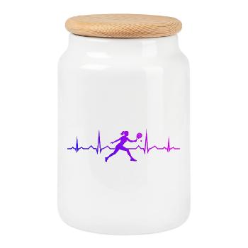 Gift idea for padel club fans with padel accessories - Cookie Jar with Wooden Lid - white - Front