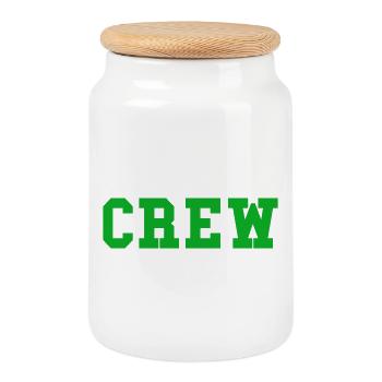 Crew block lettering - Cookie Jar with Wooden Lid - white - Front