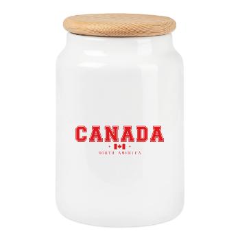 Canada - Cookie Jar with Wooden Lid - white - Front