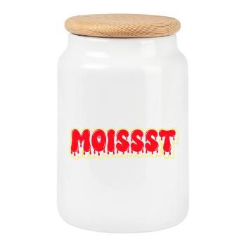 Mot-mot en police grasse humide - Boîte à biscuits avec couvercle en bois - blanc - Devant