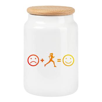 Gift idea for a running with running - Cookie Jar with Wooden Lid - white - Front