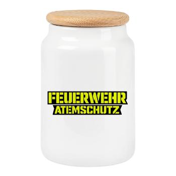 Feuerwehr Atemschutz Signatur - Keksdose mit Holzdeckel - Weiß - Vorne