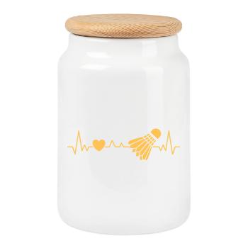 Badminton Badminton Heartbeat Comme un amour du sport - Boîte à biscuits avec couvercle en bois - blanc - Devant