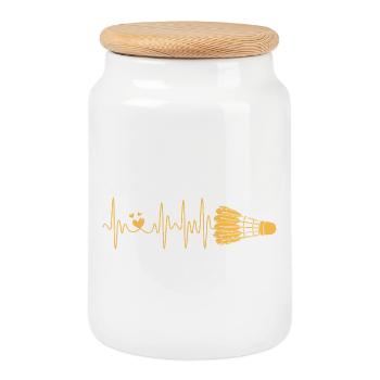 Battement de cœur de badminton pour tous les joueurs de badminton - Boîte à biscuits avec couvercle en bois - blanc - Devant