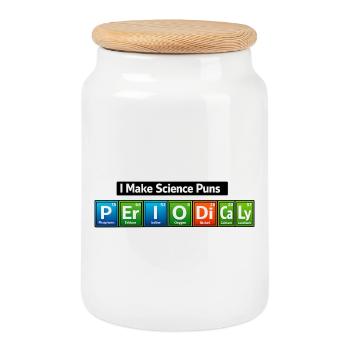 Wissenschafts-Wortwitz: I Make Science Puns - Keksdose mit Holzdeckel - Weiß - Vorne