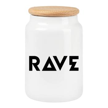 Rave Bold typographisches Musik-Logo-Design - Keksdose mit Holzdeckel - Weiß - Vorne