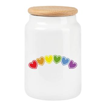 Cœurs Regebogen pour la liberté d’amour - Boîte à biscuits avec couvercle en bois - blanc - Devant