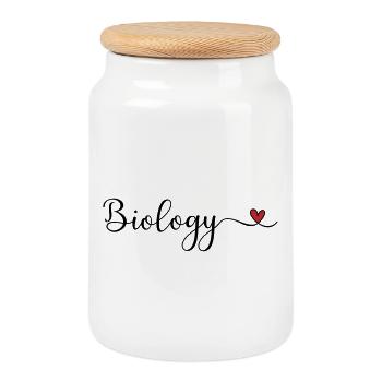 Biology - Cookie Jar with Wooden Lid - white - Front