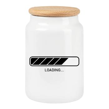 loading - Cookie Jar with Wooden Lid - white - Front