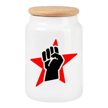 revolution fist (for black shirts) - Keksdose mit Holzdeckel - Weiß - Vorne