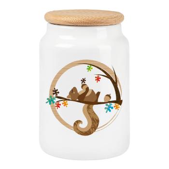 A squirrel is sleeping - Cookie Jar with Wooden Lid - white - Front